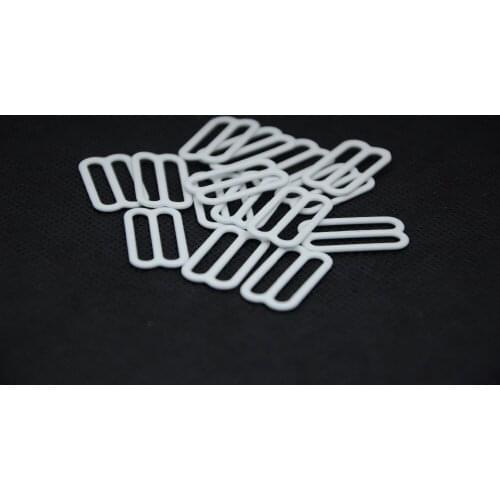 Wholesale 60sets Size 8mm/10mm/12mm/15mm/20mm/25mm White Color Nylon Coated Metal Bra Strape Adjuster Ring Hook Slider Buckles