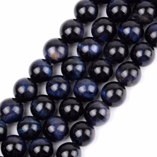 Wholesale Natural Minerals Stone Beads 4 6 8 10mm Dark Blue Tiger Eye Round Beads for Diy Jewelry Making Bracelet Accessories