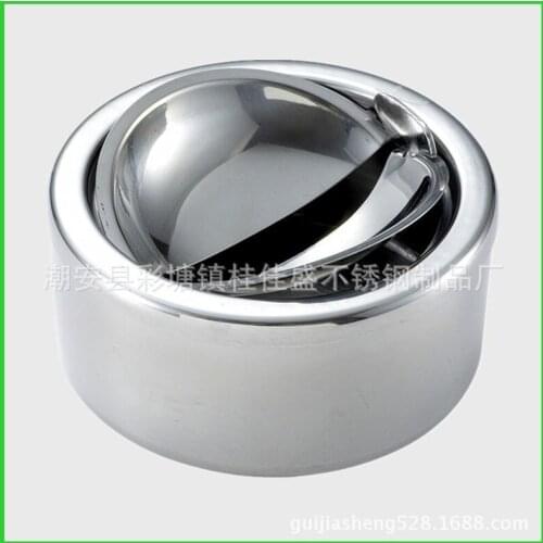 Igarette Lidded Ashtray Stainless Steel Silver Windproof Ashtray with Lid Round Shape Smoking Ash Tray WY70910