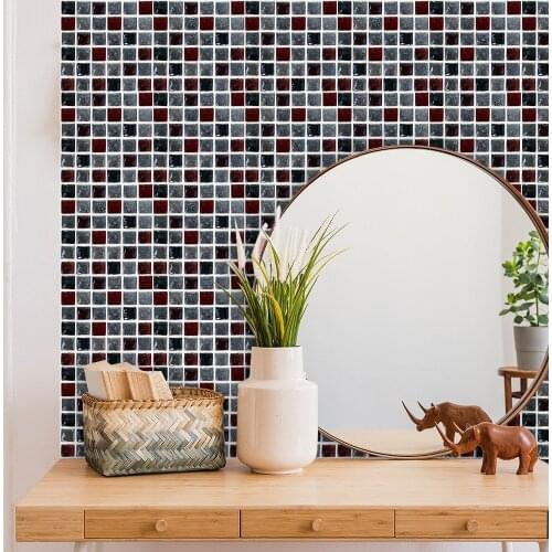Flat Mosaic Simulation Tile Wall Stickers Transfers Covers for House Renovation DIY Decals Waterpoof Peel & Stick PVC Wallpaper