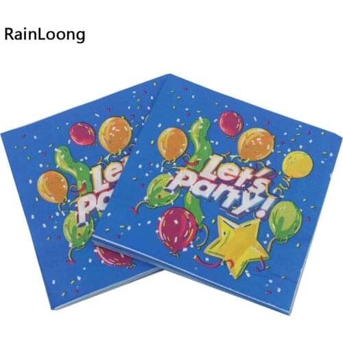 [RainLoong] Lets Party Paper Napkin Event Tissue Blue Napkins Decoupage Decoration Paper 33cm*33cm 1 pack (20pcs/pack)