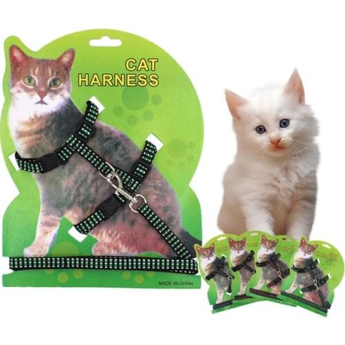 Hot Sale 4 Colors Cat Harness And Leash Nylon Products For Animals Adjustable Pet Traction Harness Belt Cat Kitten Halter Collar