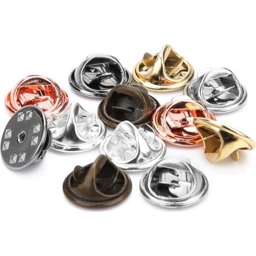 Sauvoo 100pcs/lot Gold Tie Tack Pin Brooch Set 11.5 mm Round Lapel Pin Butterfly Clasp Back Findings for DIY Jewelry Making