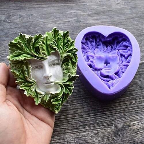 Silicone Mold Girl Leaf Face Shape Silicone Cake Soap Plaster Epoxy Resin Casting Mold Fairy Rattan Face Resin Molds Drop Ship