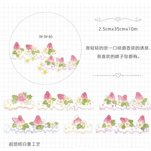 Sweet Strawberry Washi Tapes Bullet Journal Masking Tape Adhesive Tape DIY Scrapbooking Washi Stickers
