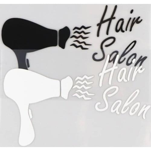 15.3×9.7CM Funny Cartoon Hair Salon Car Sticker Vinyl Decal Modern Pattern Black/Silver 4C-0540