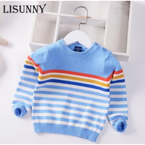 Boys Sweater Children Knitted Pullover o-neck Clothes 2021 Autumn New Boy Baby Child Cotton Striped Infant Baby Sweaters 1-6Y
