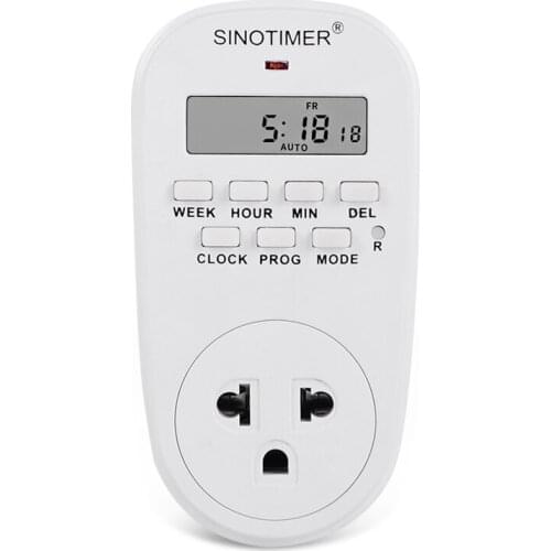 6 PCS/Lot Thai Plug Outlet Digital Time Control Weekly Programmable Plug-in Timer Switch Wall Clock Power Socket 220V AC 16 A