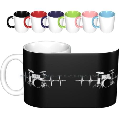 Drums Heartbeat Passionate Drummer Band Member Ceramic Mugs Coffee Cups Milk Tea Mug Teen Beat Tap Tapping Drummer Stool Drum