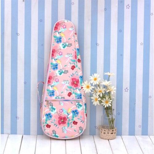 Ukulele Bag Case Backpack Handbag Pink Flower 12mm Thicken Soprano Concert Tenor 21 23 26 Inch Ukelel Guitar Accessories Gig
