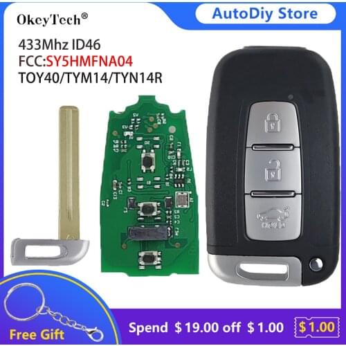 Okeytech Smart Remote Key 433Mhz ID46 For Hyundai I30 I45 Ix35 Genesis Equus Veloster Tucson Sonata Elantra For Kia SY5HMFNA04