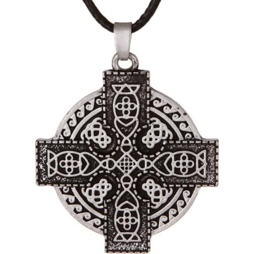 Vintage Solar Cross Pendant Medieval Cross Viking Religious Talisman Mens Necklace