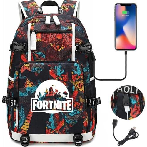 Fortnite Backpack Men Women USB Charging Waterproof Laptop Backpack Casual Canvas School Bags Computer Notebook Mochilas