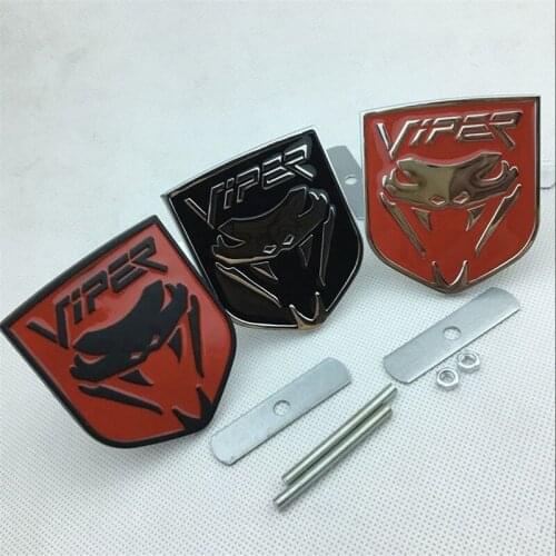 Car Styling High-Quality 3D Zinc Alloy Chrome Grille Emblem Badge Motorcycle Front Hood Body Sticker for Dodge Viper Accessories