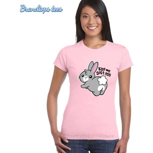 2020 New Fashion Designer Vestido Kawaii Bunny Kiss My soft Ass T shirt women Cute Rabbit T-shirt girl Cartoon animal print Tee