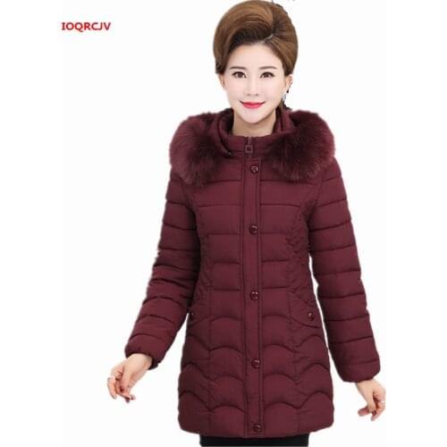 Female Winter Jackets Women Parkas New Fur Collar Hooded Middle-aged Mother Cotton Padded Jacket Plus Size 5XL Winter Coat W1339