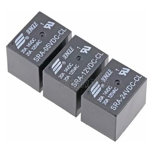 100PCS/lot Relay SRA-05VDC-CL SRA-12VDC-CL SRA-24VDC-CL T74 20A 5PIN