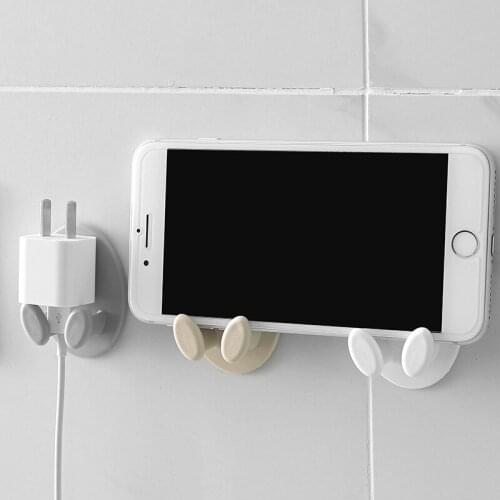 2pcs/set Plastic Hooks Sticky Hook TV Practical Wall Storage Holder Strong Hanger Shelf Charger rack No trace Strength hook