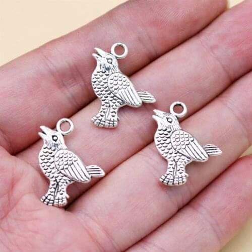 WKOUD 20pcs Silver color Birds Pendant Sparrow Charms DIY Handmade Charms Metal Jewelry Accessories 21*13mm A462