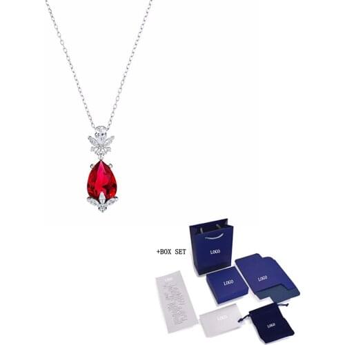 2021Fashion Jewelry SWA New Louison Red Pendant Necklace Red Frost Winter Leaf Decoration Crystal Female Elegant Romantic Gift