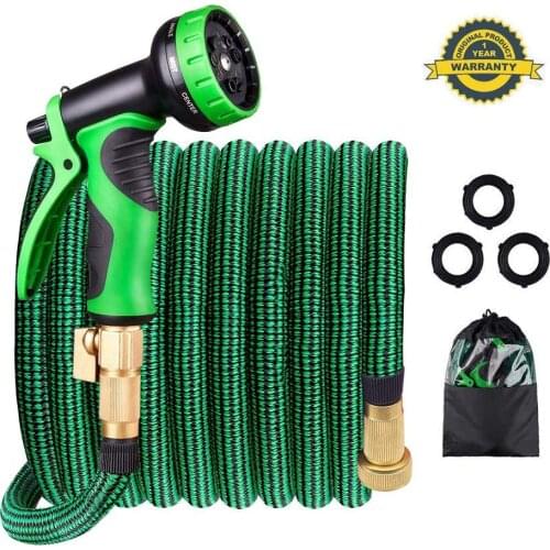 25-100ft Garden Orchard Vegetable Tuin Watering Hose Expandable Telescopic Spray Gun Velcro High Pressure Car Washing Gun