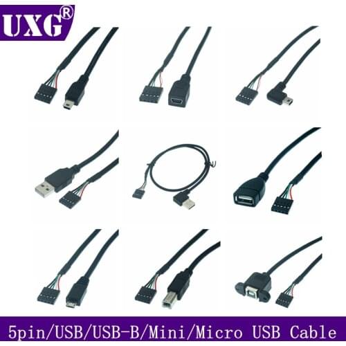 5Pin Motherboard Female Header to Micro-USB Male Adapter Dupont Extender Cable 5Pin to Micro-USB Mini USB Type B With screw hole