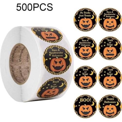 500pcs/roll Halloween Christmas Pumpkin Decor Labels Seal Stickers Party Decoration Diy Gift Paper Sticker Hot Sale Food Label