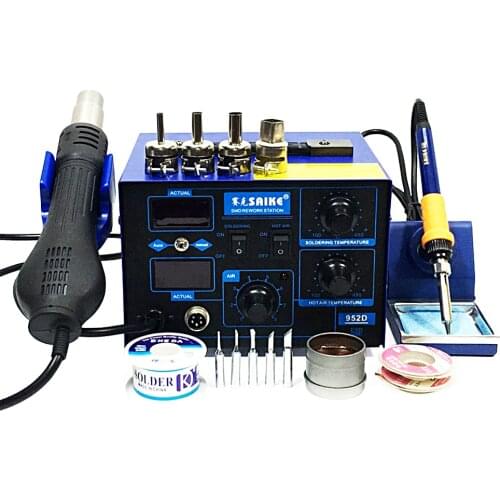 760W 2 In 1 Rework Soldering Station Hot Air Gun Solder SAIKE 952D Dual Digital Temperature Display BGA SMD PCB IC Repair Tools