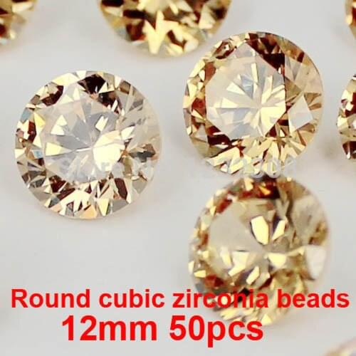 8 colors Brilliant Cuts Round Beads 50pcs 12mm Beauty Cubic Zirconia Stones Supplies For Jewelry 3D Nail Art DIY Decorations