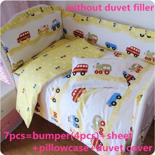 Promotion! 6/7PCS Baby bedding sets 100% cotton baby bedclothes Cartoon crib bedding set,120*60/120*70cm