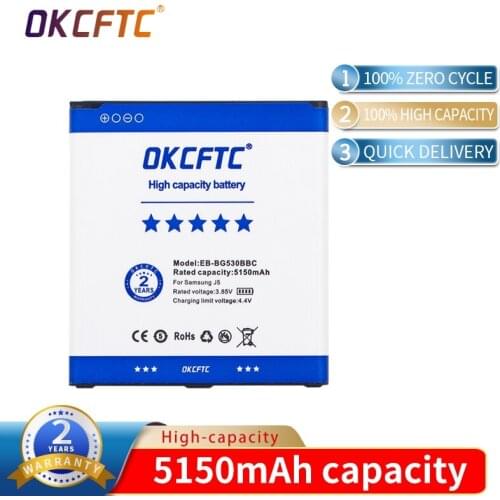 OKCFTC 5150mAh EB-BG530BBC Battery for Samsung Galaxy Grand Prime J3 2016 J5 2015 G530 G5308W G530H G530F G530FZ G531 G5306