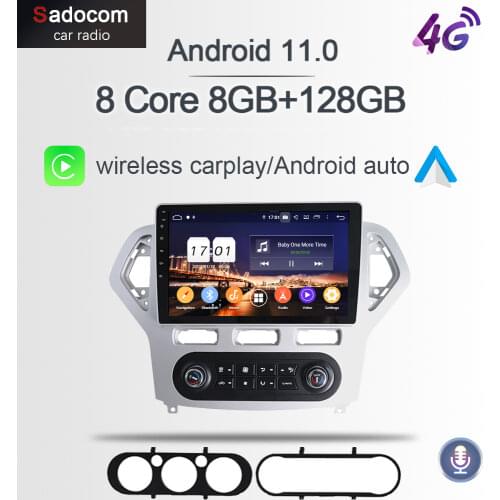 Wireless Carplay Android 10.0 PX6 9" DSP IPS 4GB+128GB Car DVD Player GPS RDS Radio Wifi Bluetooth 5.0 For Ford Mondeo 2007-2010