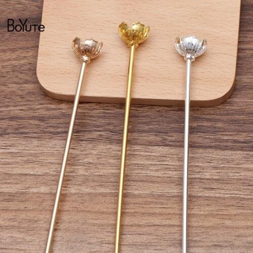 BoYuTe (10 Pieces/Lot) Fit 12MM Beads 15.5*11MM Flower Hair Stick Hair Accessories Diy Handmade Jewelry Materials Wholesale