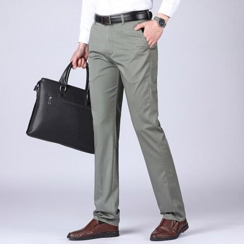 Mens Trousers Middle-aged Men Trousers Thin Casual Loose Pant Solid Color High Waist Man Trouser Pants for Male Large Size