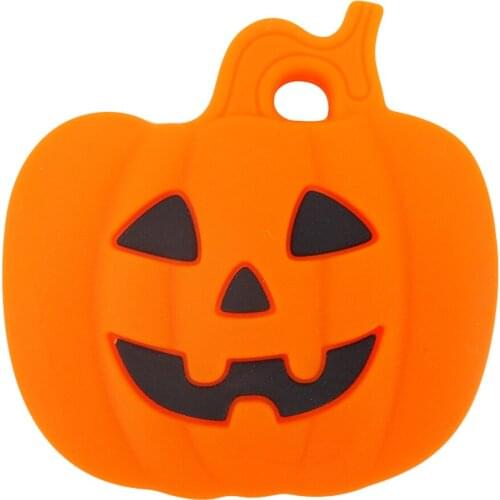 Chenkai 10PCS BPA Free Silicone Pumpkin Teethers Halloween Baby Gift Infant Teething Toys For Baby Cute Rattle Pacifier Clip