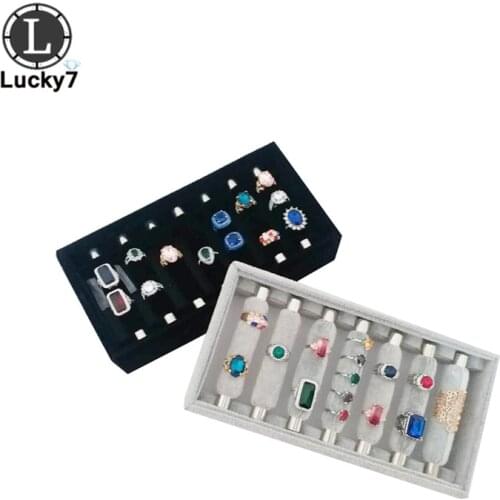 7-strip Ring Display Storage Tray Jewelry Showing Tray Detachable Rings Holder Organizer Cases Linen Material Jewelry Props Rack