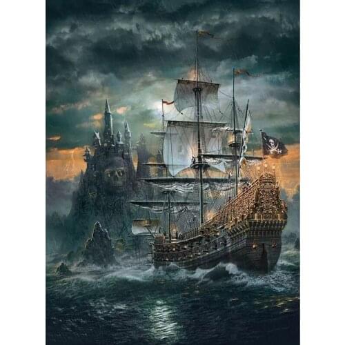 Dpsprue 5D Full Square,Round DIY Diamond Painting Cross stitch kit -Pirate Ship- 3D Embroidery Mosaic Home Wall Sticker