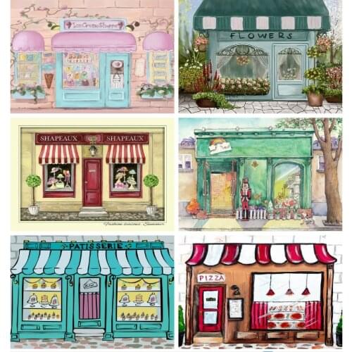 Watercolor Cartoon Store Shop Photography Background Child Birthday Party Banner Photocalls Customize printed Photo Backdrops