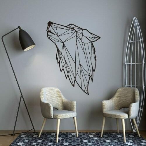 Geometric Wolf Wall Sticker Living Room Decoration Nordic Style Wall Decals Art Decor Bedroom Study Room Vinyl Wall Paper Y374