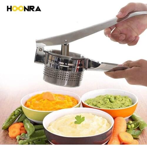 HOONRA 1Pcs Stainless Steel Potato Ricer Masher Vegetable Fruit Press Manual Juicer Squeezer Potato Press Kitchen Tools
