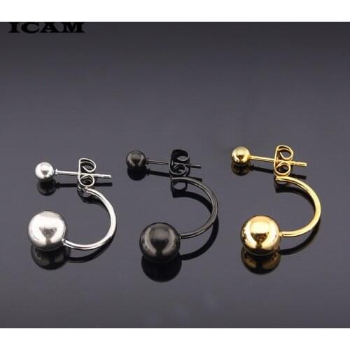 ICAM Classic Simulated Ball Stud Earrings For Women Minimalist Jewelry Female Ball Stainless Steel Earring