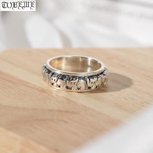 925 Silver Elephant Ring Fengshui Good Luck Spinning Ring Lucky Turning Ring