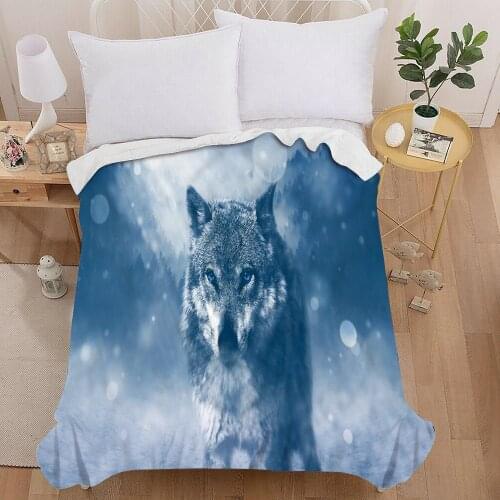 Home Textile Animal Wolf Head 3D Print Bedding Set Moon Night Wolf Duvet Cover Nordic King Queen Size Black Bed