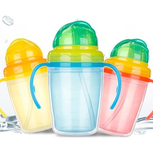 Feeding Kids Learn Drinking Training Cups Baby Handle Water Bottle Toddler Drinking Sippy a Cup with Straw Copo Infantil Drinker