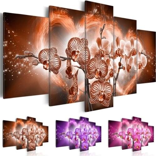 Colorful Flowers 5 Pieces Canvas Painting Hd Printing Wall Art Modern Poster and Print Modular Picture for Living Room Decor