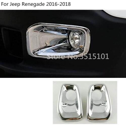 Car Body Front Fog Light Lamp Frame Stick Styling ABS Chrome Cover Trim Parts 2pcs For Jeep Renegade 2016 2017 2018 2019 2020