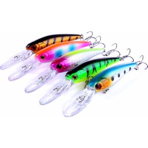 Hot 5pcs New Minnow Fishing Lure 9.5cm 8g Saltwater Hard Bass Bait Sea Fishing Crankbait Fly Fishing Wobblers