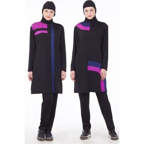 Muslim 2 Piece Suit Swimwear Women Arabic Islamic Swim Wear Burkini Hooded Hijab Swimsuit Modest Swim Surf Wear Sport Burkinis