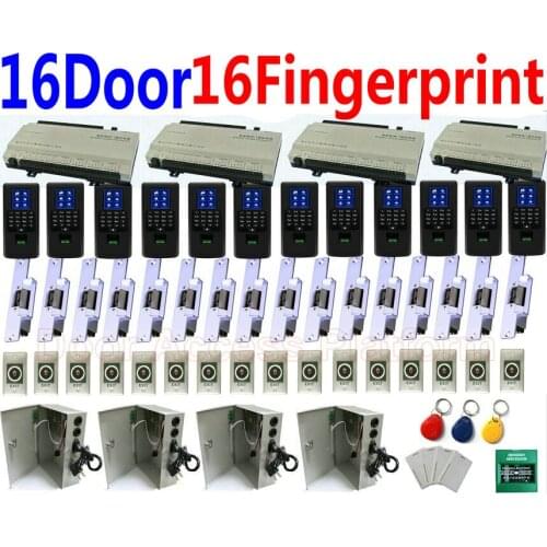 2019 Whole New 16 Door Fingerprint Scanner Access Control Entrance with 16 pcs Finger/RFID/Code Card Reader+UPS Power supply box