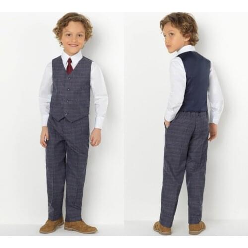 2019 New Arrival Boys' Attire Peaked Lapel Kids Suits Custom Made Clothing Set 2 Pieces Prom Suits (Pants+Tie+Vest) 019